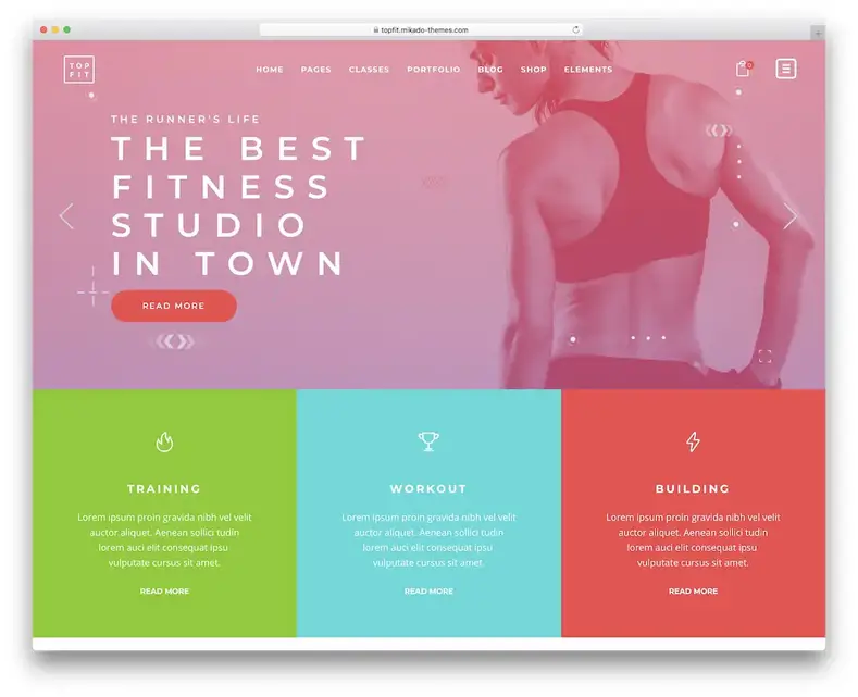 tema de fitness wordpress topfit