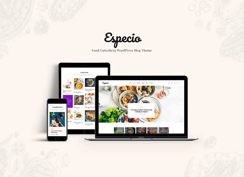 Espécie |  Tema WordPress do blog de comida de Gutenberg
