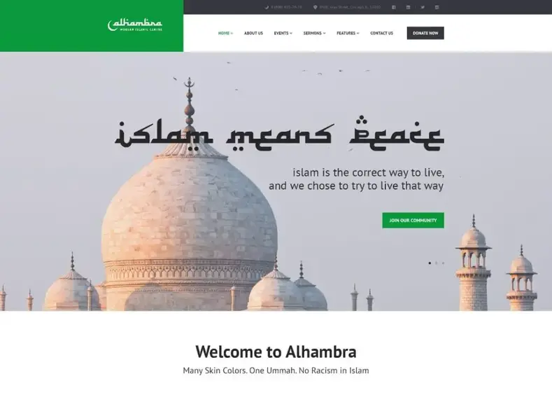 Alhambra |  Tema WordPress Masjid & Gereja Islamic Center + RTL