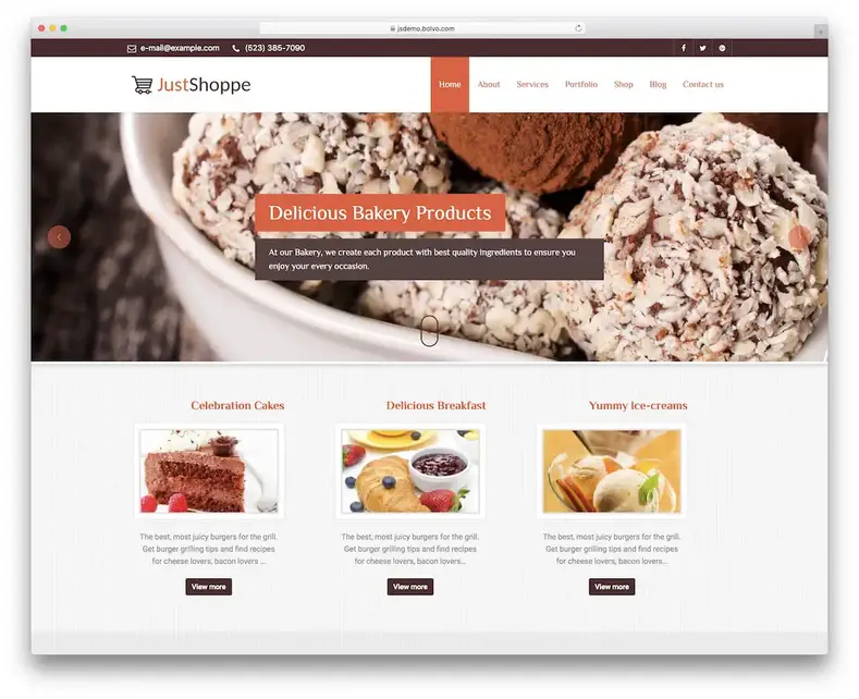 Justshop pâtisseries wordpress theme