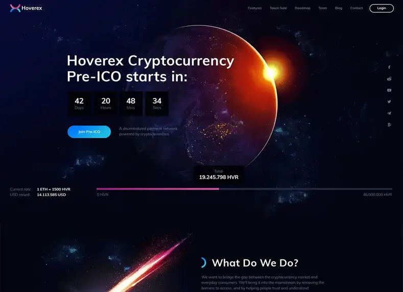 Hoverex - Cryptocurrency & Tema WordPress ICO + Spanyol