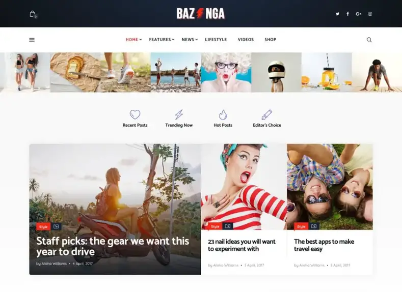 Bazinga |  Tema WordPress untuk majalah modern dan blog viral