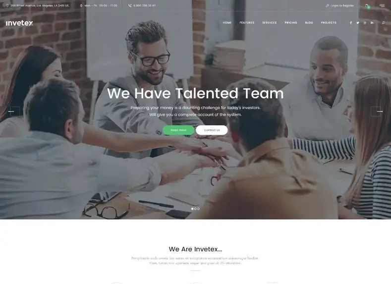Invetex |  Consultoria de negócios e investimentos Tema WordPress + RTL