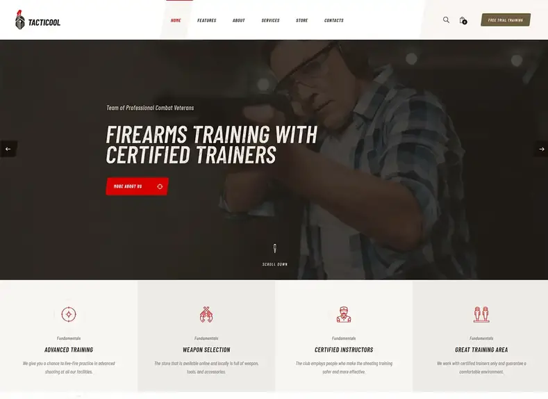Tacticool |  Thème WordPress pour magasin d'armes et stand de tir