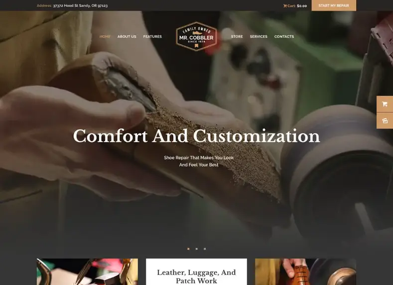 Tuan Pembuat Sepatu |  Tema WordPress Pembuatan Sepatu & Perbaikan Sepatu Kustom