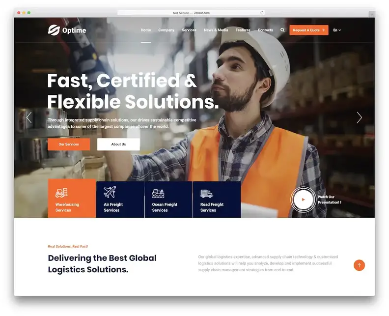 opttime ulaşım lojistiği wordpress teması.