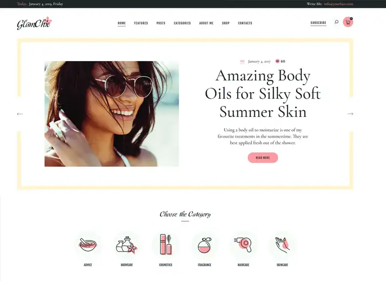 GlamChic |  Thème WordPress pour blog beauté et magazine en ligne
