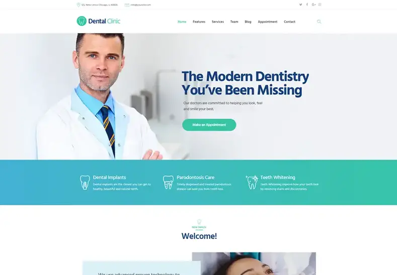 Clinique dentaire |  Thème WordPress pour la clinique dentaire, la médecine et les soins de santé