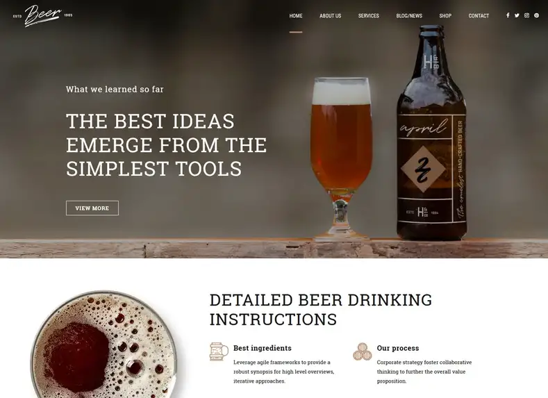 Craft Beer - Brewery atau Pub WordPress Theme