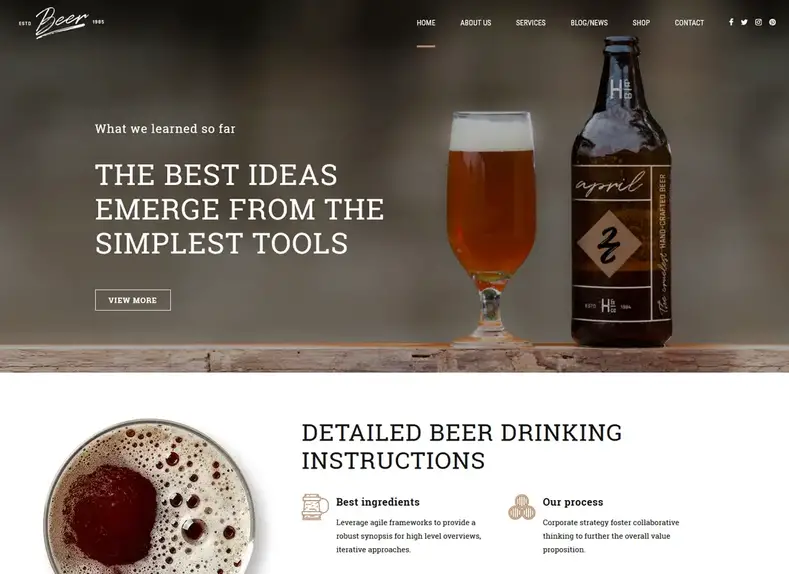 Bière artisanale - Thème WordPress pour brasserie ou pub