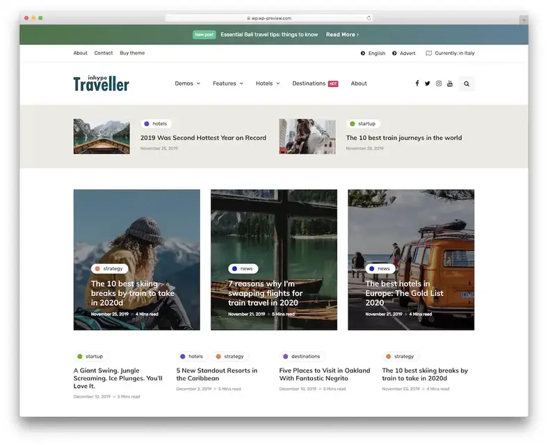 edição da revista de viagens inhype