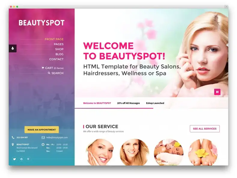 Thème du salon de spa BeautySpot