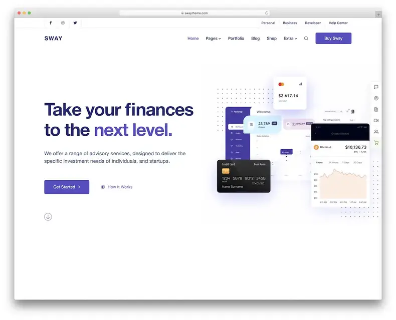influencer le thème wordpress de la société financière