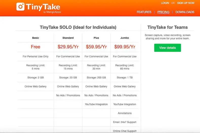 TinyTake -priser
