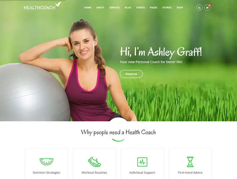 Conception de site Web de coach de santé