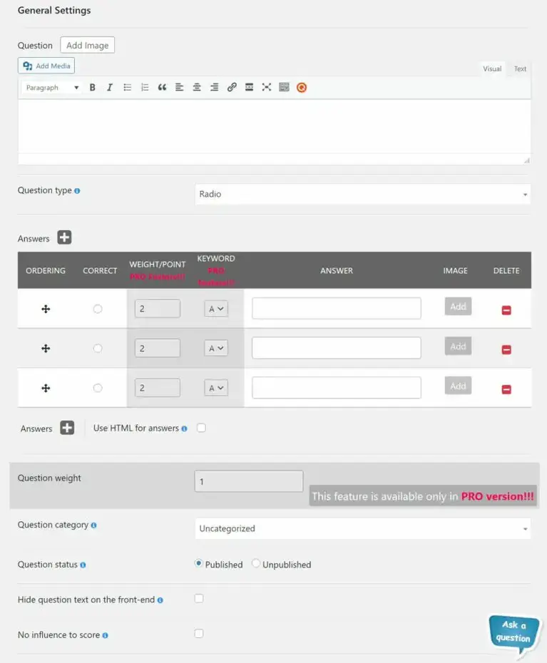 Quiz Maker adicionando perguntas