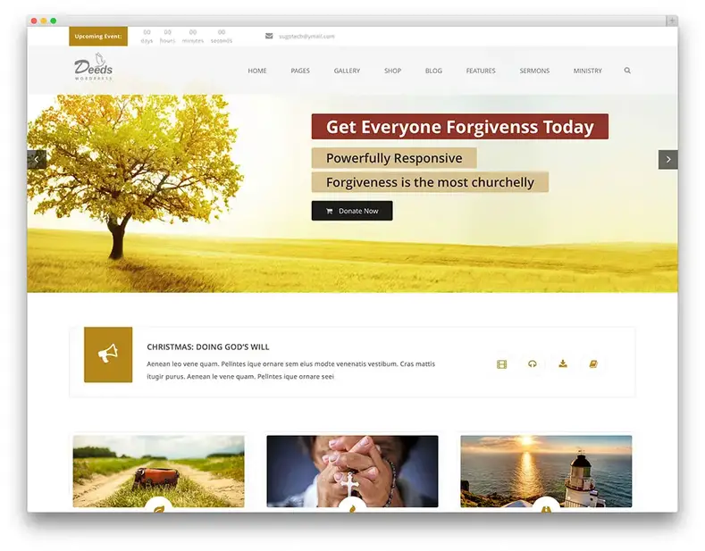 fatos - tema WordPress de igreja limpa
