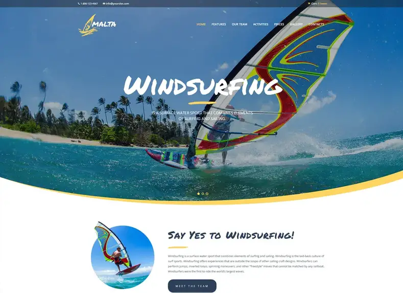 malt |  Tema WordPress Windsurfing, Kitesurfing & Wakesurfing Center