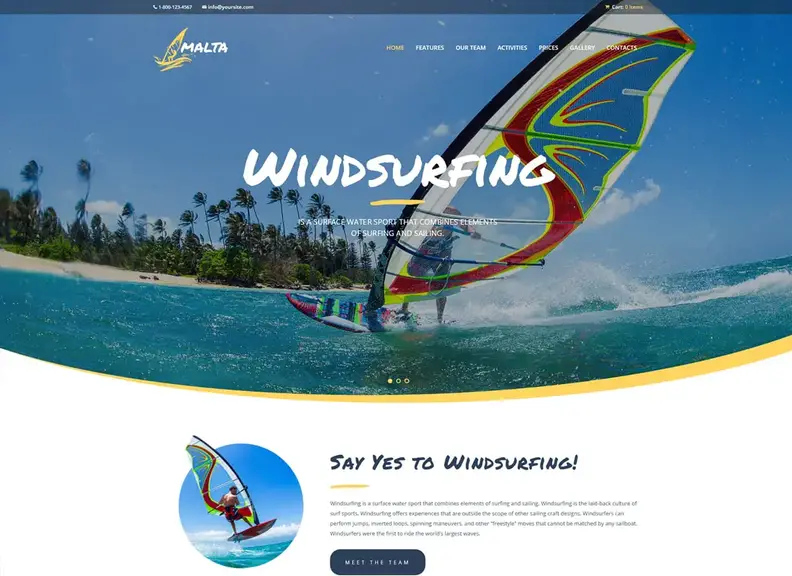Malta |  Rüzgar Sörfü, Uçurtma Sörfü ve Wakesurfing Merkezi Tema de WordPress
