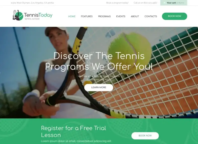 Tennis aujourd'hui |  Thème WordPress pour les écoles de sport et les événements