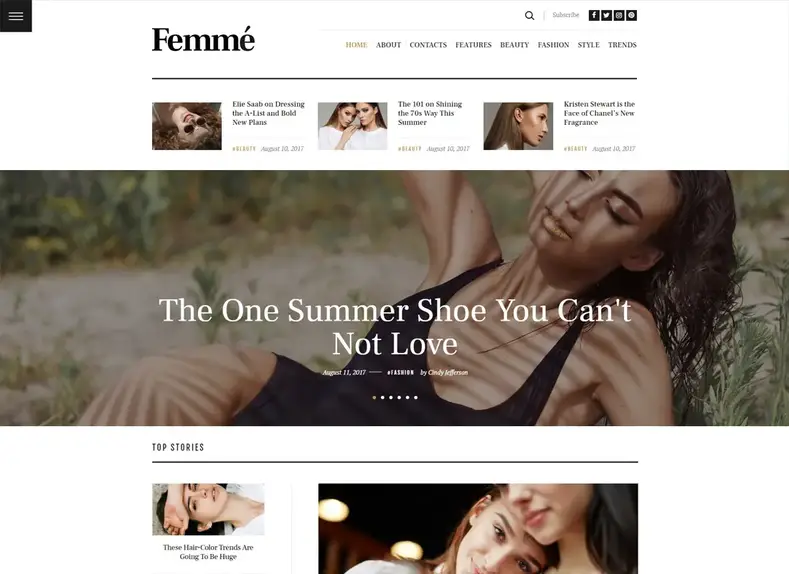 Femme - Un thème WordPress pour les magazines de mode et les blogs en ligne