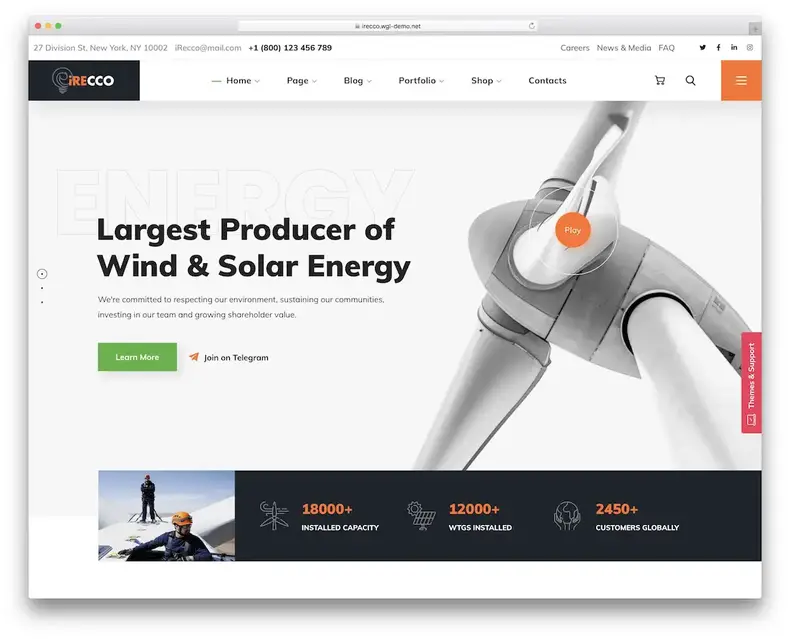 thème wordpress d'entreprise locale irecco