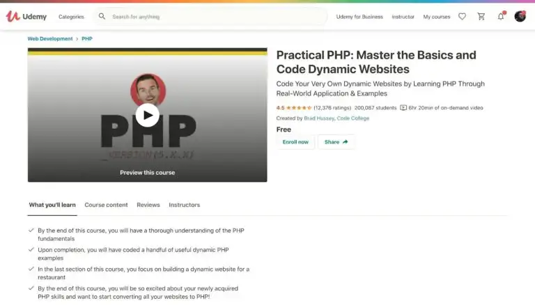 Udemy PHP a portata di mano