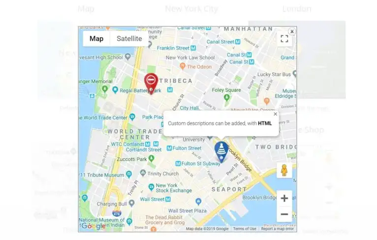 Esempio di widget di Google Maps