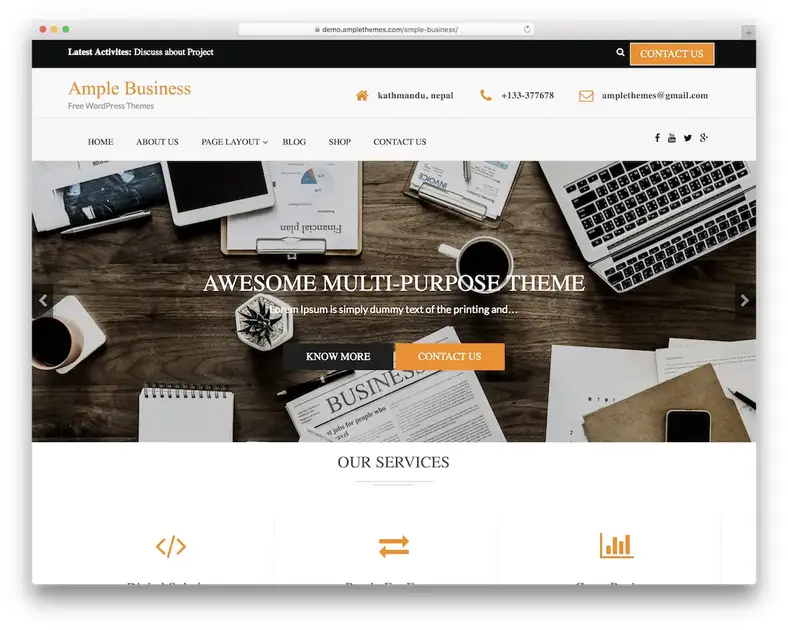 amplo tema wordpress de negócios gratuito