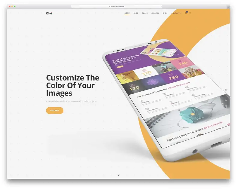 olvi app vitrine tema wordpress