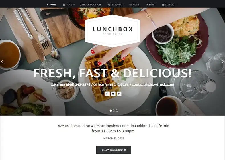 Thème WordPress pour camion de nourriture de boîte à lunch