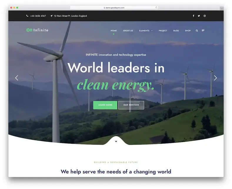 thème wordpress eco vert infini