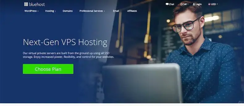 Bluehost: tiga paket hosting VPS