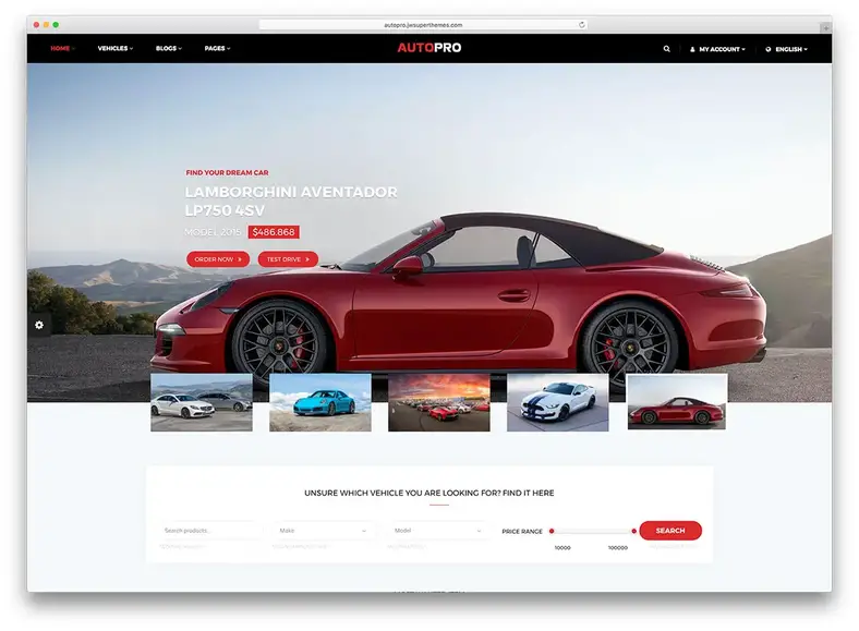 tema WordPress de revendedor de automóveis