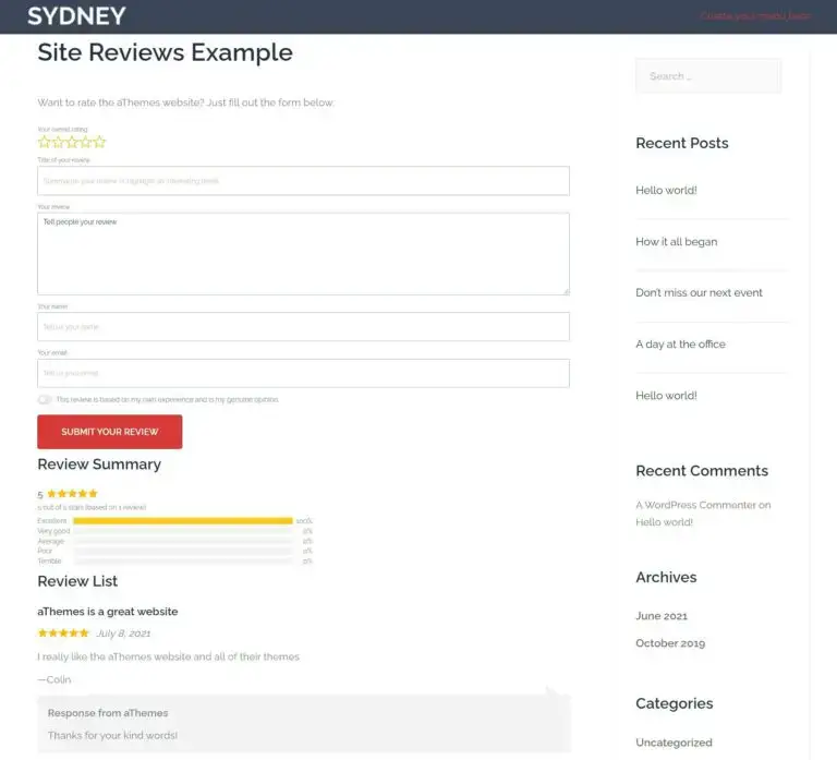 Exemple d'avis de sites