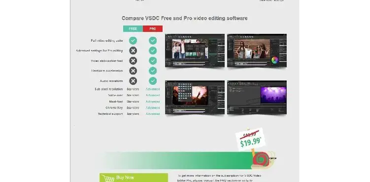 Página de preços do VSDC