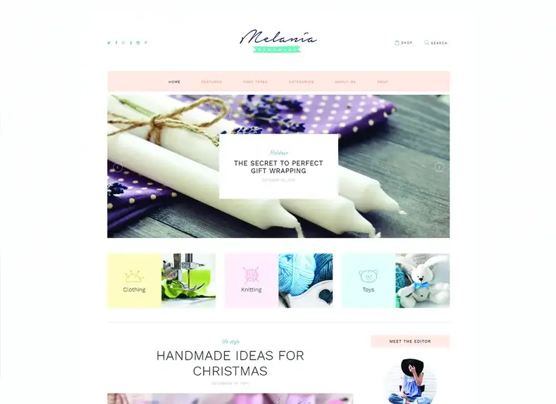 Mélanie |  Thème WordPress pour blog et boutique artisanale