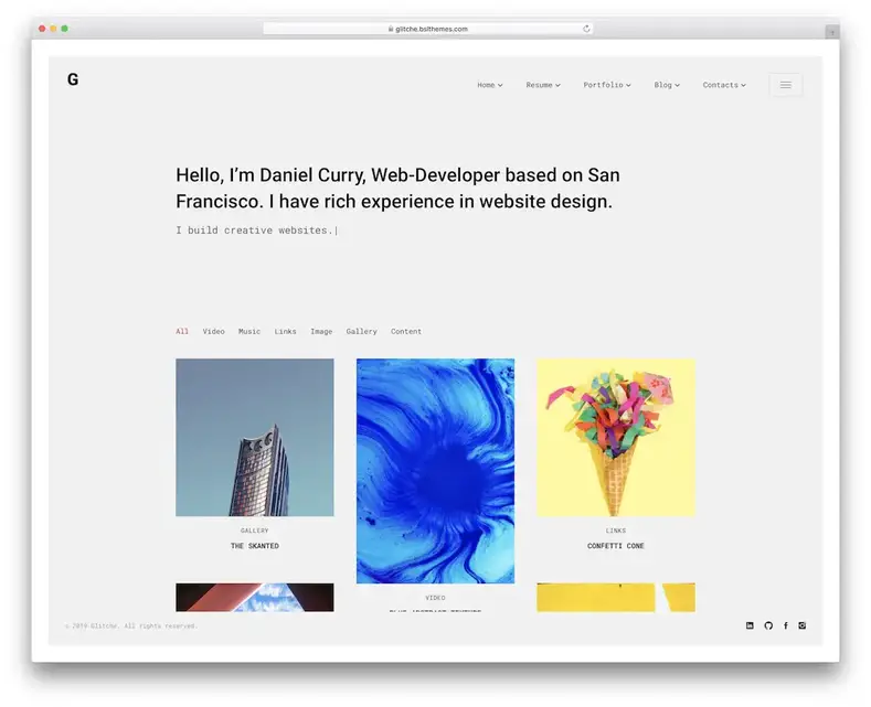falha vcard currículo tema wordpress