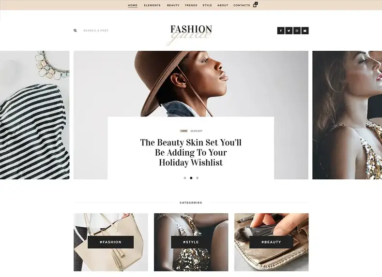 Guia de moda |  Tema WordPress de revista online e blog de estilo de vida