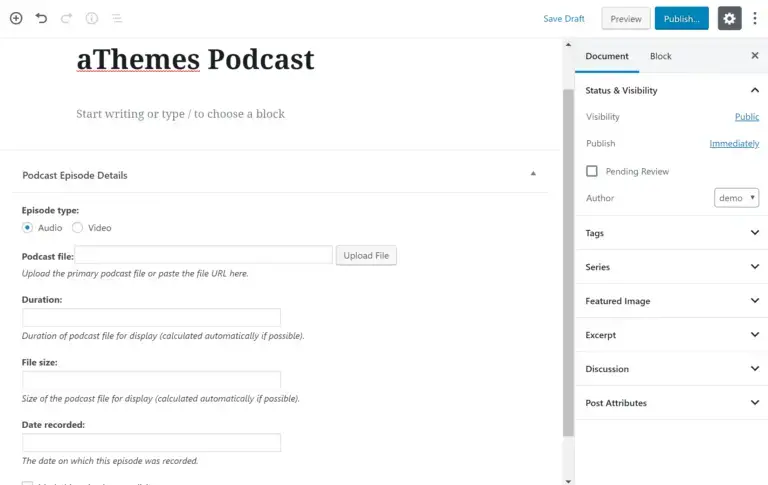Interface de podcasting realmente simples