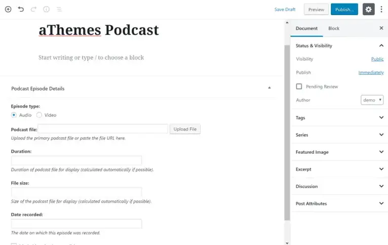 Interfaccia di podcasting davvero semplice